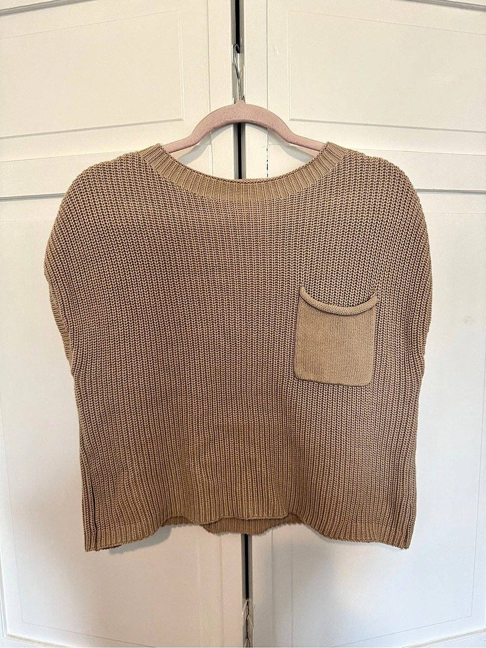 LILLUSORY Ribbed Knit Pocket Sweater Brown Medium